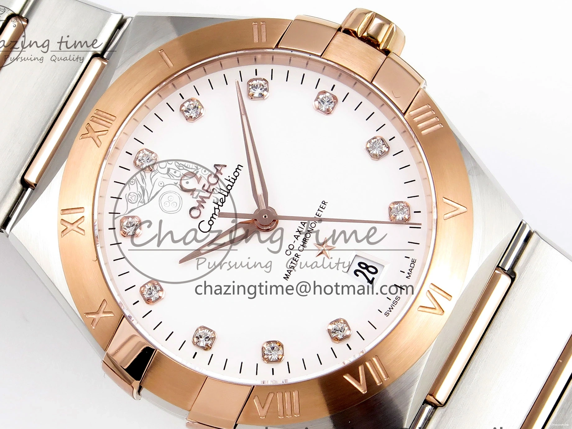 0414 Constellation 39mm SS RG ASWF 1:1 Best Edition White Diamonds Dial on SS RG Bracelet A Minimalist 7772